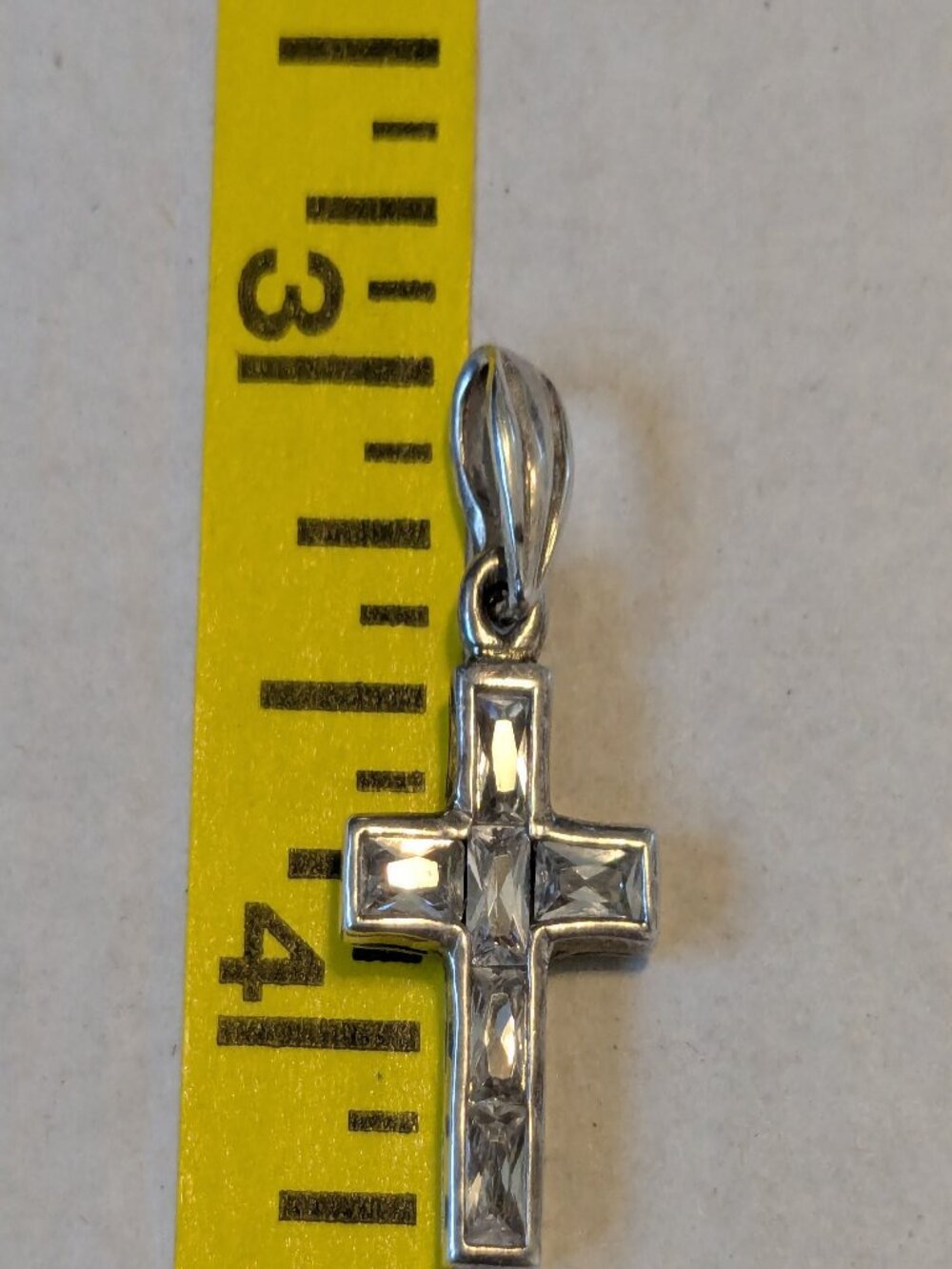 Vtg.Marsala Manufacturing Co. MC 925 Sterling Silver Faceted Stone Cross Pendant